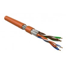 Hyperline UFTP4-C6-P26-IN-LSZH-OR-100 (100 м) Кабель витая пара, экранированная U/FTP, категория 6, 4 пары (26 AWG), многожильный (patch), каждая пара в фольге, LSZH, оранжевый
