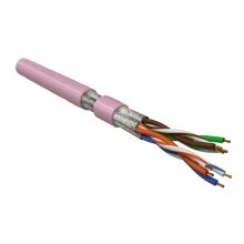 Hyperline UFTP4-C6-P26-IN-LSZH-PK-100 (100 м) Кабель витая пара, экранированная U/FTP, категория 6, 4 пары (26 AWG), многожильный (patch), каждая пара в фольге, LSZH, розовый