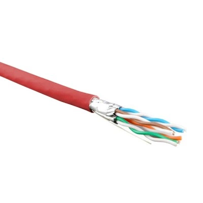 Hyperline UFTP4-C6-S23-IN-LSZH-RD-500 (500 м) Кабель витая пара, экранир. U/FTP, кат. 6, 4 пары (23 AWG), одножил. (solid), кажд.пара в фольге, LSZH, нг(А)-HF, –20°C–+60°C, красный-гарантия: 15 лет компон., 25 лет системная