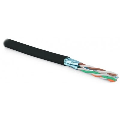 Hyperline UFTP4-C6-S23-OUT-LSZH-BK-500 (500 м) Кабель витая пара U/FTP, кат. 6, 4 пары (23 AWG), одножильный (solid), фольгир. пары, внешний, LSZH нг(А)-HF, -40°C-+75°C, черный-гарантия: 15 лет компонентная