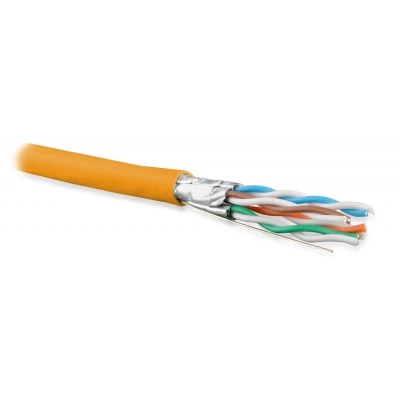 Hyperline UFTP4-C6A-S23-IN-PVC-OR-500 (500 м) Кабель витая пара U/FTP, категория 6a (10GBE), 4 пары (23AWG), одножильный (solid), каждая пара в экране, без общего экрана, PVC, оранжевый Hyperline UFTP4-C6A-S23-IN-PVC-OR-500 (500 м) Кабель витая пара U/FTP, категория 6a (10GBE), 4 пары (23AWG), одножильный (solid), каждая пара в экране, без общего экрана, PVC, оранжевый