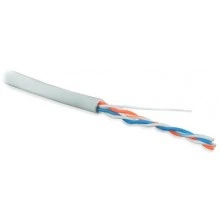 Hyperline UUTP2-C5-S24-IN-PVC-GY-500 (500 м) Кабель витая пара, неэкранированная U/UTP, категория 5, 2 пары (24 AWG), одножильный (solid), PVC, -20°C – +75°C, серый