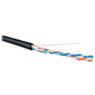Hyperline UUTP2-C5-S24-OUT-PE-BK-500 (500 м) Кабель витая пара, неэкранированная U/UTP, категория 5, 2 пары (24 AWG), одножильный (solid), внешний, PE, -40°C – +60°C, черный