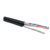 Hyperline UUTP2-C5-S24-SW-OUT-PE-BK-500 (500 м) Кабель витая пара, неэкранированная U/UTP, категория 5, 2 пары (24 AWG), одножильный (solid), с металлическим тросом, внешний, PE, -40°C– +60°C, черный