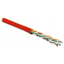 Hyperline UUTP4-C5E-P24-IN-LSZH-RD-305 (305 м) Кабель витая пара, неэкранированная U/UTP, категория 5e, 4 пары (24 AWG), многожильный (patсh), LSZH, нг(А)-HF, -20°C– +75°C, красный