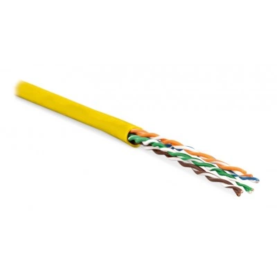 Hyperline UUTP4-C5E-P24-IN-LSZH-YL-100 (100 м) Кабель витая пара, неэкранированная U/UTP, категория 5e, 4 пары (24 AWG), многожильный (patсh), LSZH, нг(А)-HF, -20°C – +75°C, желтый