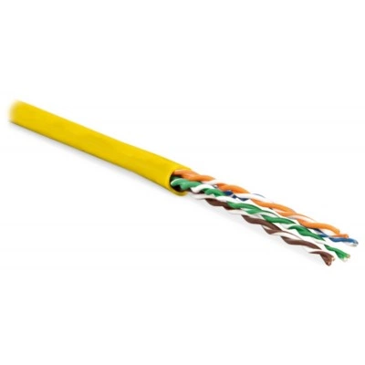 Hyperline UUTP4-C5E-P24-IN-LSZH-YL-305 (305 м) Кабель витая пара, неэкранированная U/UTP, категория 5e, 4 пары (24 AWG), многожильный (patсh), LSZH, нг(А)-HF, -20°C – +75°C, желтый
