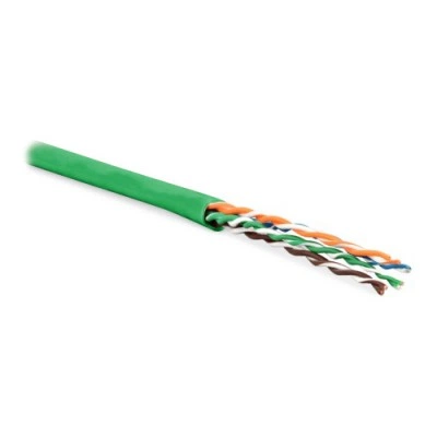 Hyperline UUTP4-C5E-P24-IN-PVC-GN-305 (305 м) Кабель витая пара, неэкранированная U/UTP, категория 5e, 4 пары (24 AWG), многожильный (patсh), PVC, -20°C – +75°C, зеленый