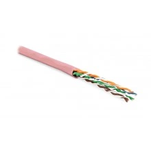 Hyperline UUTP4-C5E-P24-IN-PVC-PK-100 (100 м) Кабель витая пара, неэкранированная U/UTP, категория 5e, 4 пары (24 AWG), многожильный (patсh), PVC, -20°C – +75°C, розовый