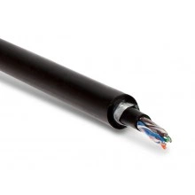 Hyperline UUTP4-C5E-S24-ARM-OUT-PE/PE-BK Кабель витая пара U/UTP, кат. 5e, 4 пары(24 AWG), одножильный (solid), бронир. стальной лентой, внешний, PE, -40°C – +60°C, черный