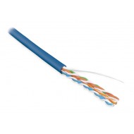 Hyperline UUTP4-C5E-S24-IN-PVC-BL-305 (305 м) Кабель витая пара, неэкранированная U/UTP, категория 5e, 4 пары (24 AWG), одножильный (solid), PVC, -20°C – +75°C, синий - гарантия: 15 лет компонентная; 25 лет системная