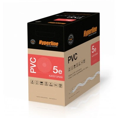 Hyperline UUTP4-C5E-S24-IN-PVC-BL-305 (305 м) Кабель витая пара, неэкранированная U/UTP, категория 5e, 4 пары (24 AWG), одножильный (solid), PVC, -20°C – +75°C, синий - гарантия: 15 лет компонентная; 25 лет системная Hyperline UUTP4-C5E-S24-IN-PVC-BL-305 (305 м) Кабель витая пара, неэкранированная U/UTP, категория 5e, 4 пары (24 AWG), одножильный (solid), PVC, -20°C – +75°C, синий - гарантия: 15 лет компонентная; 25 лет системная