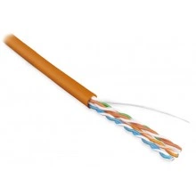 Hyperline UUTP4-C5E-S24-IN-PVC-OR-100 (100 м) Кабель витая пара, неэкранированная U/UTP, категория 5e, 4 пары (24 AWG), одножильный (solid), PVC, -20°C – +75°C, оранжевый - гарантия: 15 лет компонентная, 25 лет системная