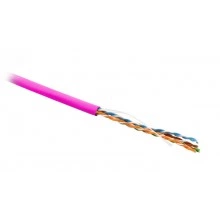 Hyperline UUTP4-C5E-S24-IN-PVC-PK-100 (100 м) Кабель витая пара, неэкранированная U/UTP, категория 5e, 4 пары (24 AWG), одножильный (solid), PVC, -20°C – +75°C, розовый - гарантия: 15 лет компонентная, 25 лет системная