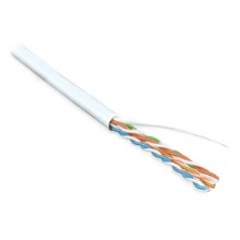 Hyperline UUTP4-C5E-S24-IN-PVC-WH-100 (100 м) Кабель витая пара, неэкранированная U/UTP, категория 5e, 4 пары (24 AWG), одножильный (solid), PVC, -20°C – +75°C, белый - гарантия: 15 лет компонентная, 25 лет системная