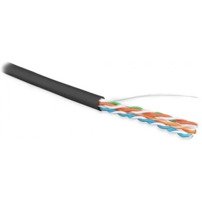 Hyperline UUTP4-C5E-S24-OUT-LSZH-BK-500 (500 м) Кабель витая пара, неэкранир. U/UTP, кат. 5e, 4 пары (24 AWG), одножильный (solid), внешний, LSZH нг(А)-HF, -40°C-+75°C, черный - гарантия: 15 лет компонентная