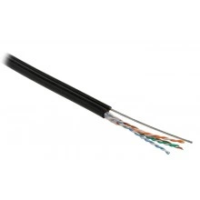 Hyperline UUTP4-C5E-S24-SW-OUT-PE-BK-500 (500 м) Кабель витая пара U/UTP, кат.5e, 4 пары (24 AWG), одножильн. (solid), с металл. тросом, внешний, PE, -40°C - +60°C, черный - гарантия: 15 лет компонентная