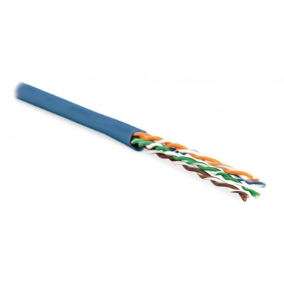 Hyperline UUTP4-C6-P24-NCR-IN-LSZH-BL-100 (100 м) Кабель витая пара, неэкранированная U/UTP, категория 6, 4 пары (24 AWG), многожильный (patсh), без разделителя, LSZH, нг(А)-HF, –20°C–+75°C, синий