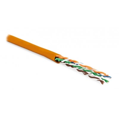 Hyperline UUTP4-C6-P24-NCR-IN-LSZH-OR-100 (100 м) Кабель витая пара, неэкранированная U/UTP, категория 6, 4 пары (24 AWG), многожильный (patсh), без разделителя, LSZH, нг(А)-HF, –20°C–+75°C, оранжевый
