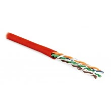 Hyperline UUTP4-C6-P24-NCR-IN-LSZH-RD-100 (100 м) Кабель витая пара, неэкранированная U/UTP, категория 6, 4 пары (24 AWG), многожильный (patсh), без разделителя, LSZH, нг(А)-HF, –20°C–+75°C, красный