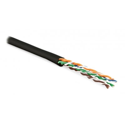 Hyperline UUTP4-C6-P24-NCR-IN-PVC-BK-100 (100 м) Кабель витая пара, неэкранированная U/UTP, категория 6, 4 пары (24 AWG), многожильный (patсh), без разделителя, PVC, нг(А)-HF, –5°C–+60°C, черный