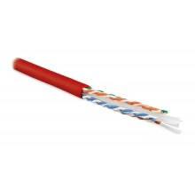 Hyperline UUTP4-C6-S23-IN-LSZH-RD-100 (100 м) Кабель витая пара U/UTP, категория 6, 4 пары (23 AWG), одножильный (solid), с разделителем, LSZH, нг(А)-HF, –20°C – +75°C, красный - гарантия:15 лет компонентная, 25 лет системная