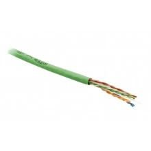Hyperline UUTP4-C6-S23-IN-PVC-GN-305 (305 м) Кабель витая пара, неэкранированная U/UTP, категория 6, 4 пары (23 AWG), одножильный (solid), с разделителем, PVC, –20°C – +75°C, зеленый - гарантия: 15 лет компонентная, 25 лет системная