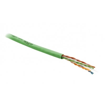 Hyperline UUTP4-C6-S23-IN-PVC-GN-305 (305 м) Кабель витая пара, неэкранированная U/UTP, категория 6, 4 пары (23 AWG), одножильный (solid), с разделителем, PVC, –20°C – +75°C, зеленый - гарантия: 15 лет компонентная, 25 лет системная