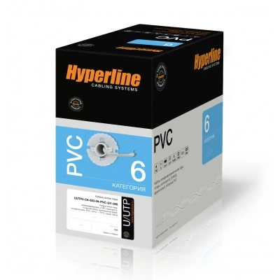 Hyperline UUTP4-C6-S23-IN-PVC-GY-305 (305 м) Кабель витая пара, неэкранированная U/UTP, категория 6, 4 пары (23 AWG), одножильный (solid), с разделителем, PVC, –20°C – +75°C, серый - гарантия: 15 лет компонентная; 25 лет системная Hyperline UUTP4-C6-S23-IN-PVC-GY-305 (305 м) Кабель витая пара, неэкранированная U/UTP, категория 6, 4 пары (23 AWG), одножильный (solid), с разделителем, PVC, –20°C – +75°C, серый - гарантия: 15 лет компонентная; 25 лет системная