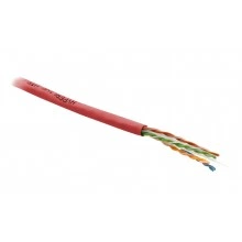 Hyperline UUTP4-C6-S23-IN-PVC-RD-305 (305 м) Кабель витая пара, неэкранированная U/UTP, категория 6, 4 пары (23 AWG), одножильный (solid), с разделителем, PVC, –20°C – +75°C, красный - гарантия: 15 лет компонентная, 25 лет системная