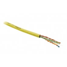 Hyperline UUTP4-C6-S23-IN-PVC-YL-305 (305 м) Кабель витая пара, неэкранированная U/UTP, категория 6, 4 пары (23 AWG), одножильный (solid), с разделителем, PVC, –20°C – +75°C, желтый - гарантия: 15 лет компонентная, 25 лет системная